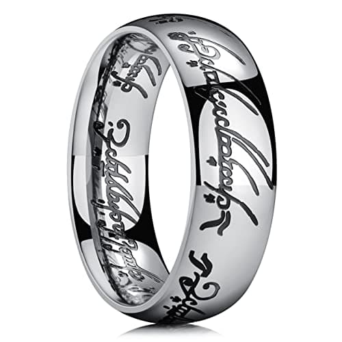 King Will Men's 7/8mm One Lord Magic Power Gold/Black/Silver Polished Comfort Fit Wedding Band Size 5-15