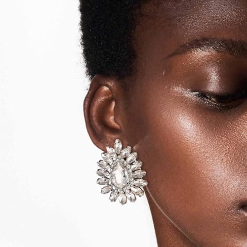 HZMAN Crystal Bridal Flower Stud Earring for Women Wedding Jewelry