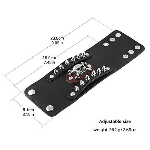 Metal Rivet Skull Leather Bracelet