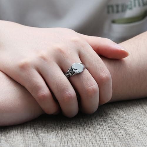 HZMAN Norse Viking Ring for Men Stainless Steel Retro Valknut Compass Jewelry Gift