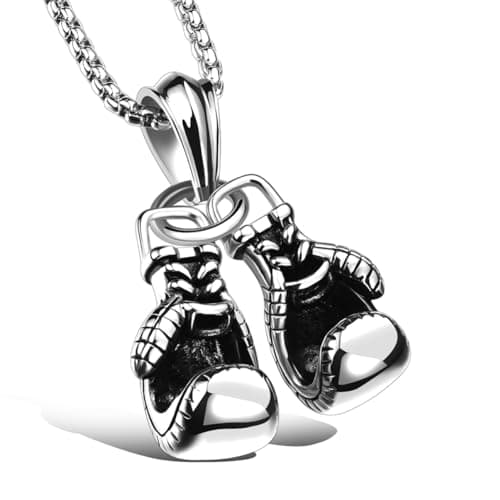 LXSSLY Punk Chain Boxing Gloves Charm Pendant, Stainless Steel Necklace