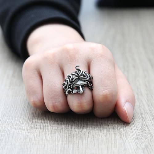 HZMAN Stainless Steel Medusa Snake Ring