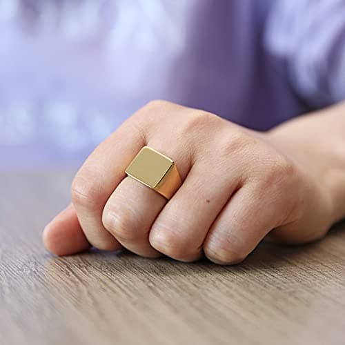 Stainless Steel Square Signet Ring - Men and Women