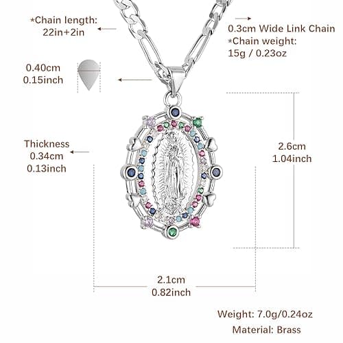 14K Gold Plated Virgin Mary Necklace for Women and Girls
