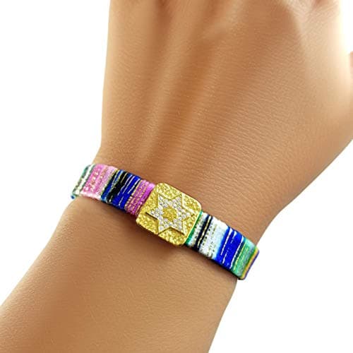 Paula Macrame Star of David Bracelet for Bat Mitzvah in Blue and Gold