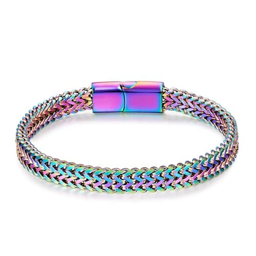 Stainless Steel Magnetic Clasp Mens Franco Chain Bracelet