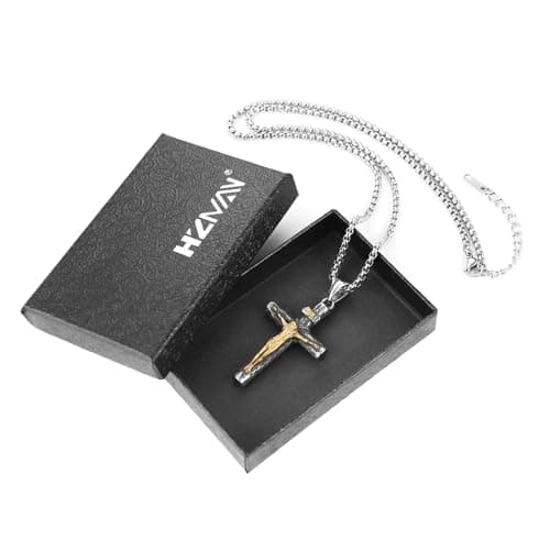Stainless Steel Crucifix Cross Necklace for Men and Women with 24 Chain