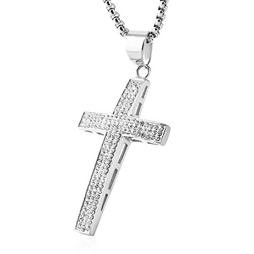 Iced Out Cross Pendant: 18k Gold Plated Stainless Steel Hip-Hop Necklace
