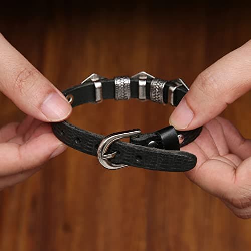 HZMAN Leather Braided Viking Bracelet Vegvisir Compass Wristband (Black)