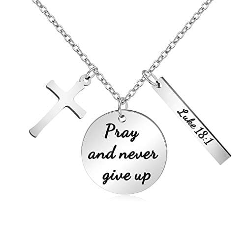 Christian Bible Verse Cross Pendant Necklace for Women - Faith Prayer Charm Jewelry for Birthday and Christmas