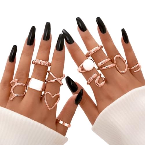 FAXHION 18K Gold Plated Stackable Knuckle Rings Set for Women
