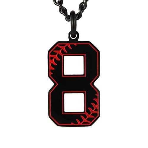 HZMAN Baseball Initial Pendant Necklace - Stainless Steel Jersey Number Charms