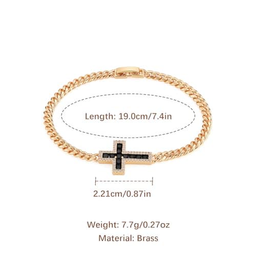14K Rose Gold Plated CZ Cross Bracelet for Women