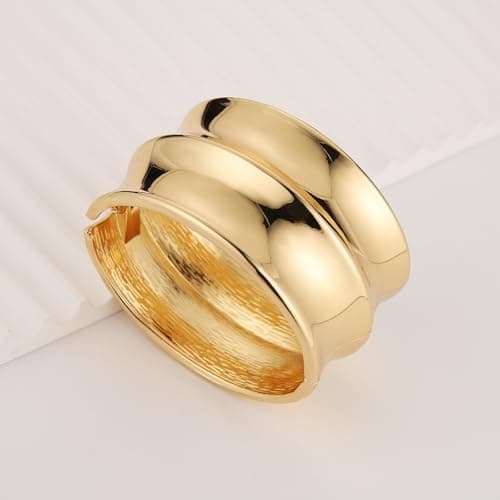HZMAN Women's 7.0 Inch Thick Wide Irregular Open Hinge Bangle Bracelet Jewelry Gift