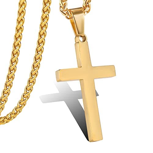 P. Blake Men's & Boys' Stainless Steel Cross Pendant Necklace with 16-24 Inch Chain