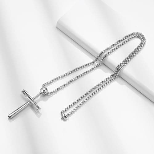 Baseball Cross Pendant Necklace - Stainless Steel Hip Hop Jewelry for Athletes and Sports Lovers