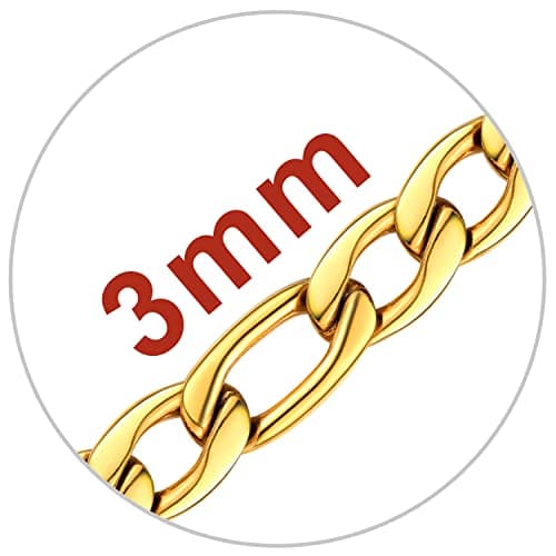 Figaro Chain Necklace - 3mm-9mm Stainless Steel, 18K Gold Plated, 16"-30"