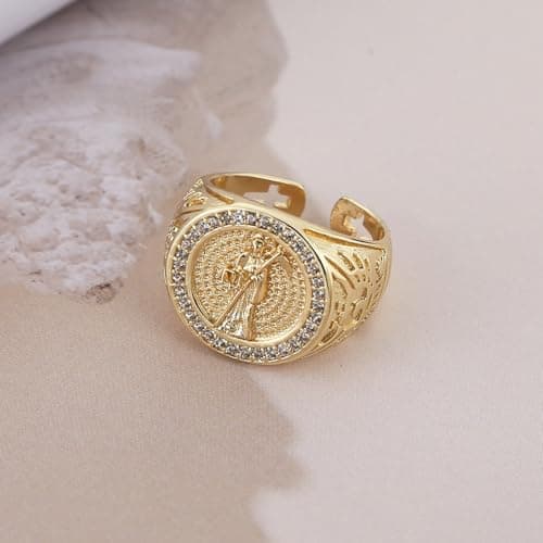 HZMAN Grim Reaper Ring - Retro Gothic 14K Gold Plated Jewelry for Men & Women