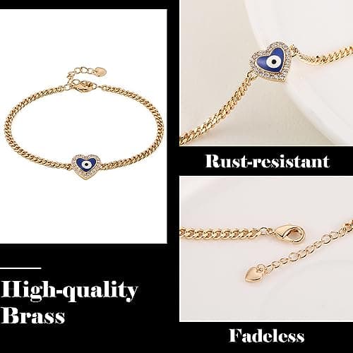 Rose Gold Plated Evil Eye Bracelet for Women Girls