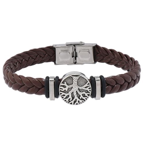 Family Tree of Life Braided Leather Cuff Bracelet for Men and Women