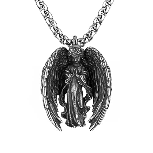 HZMAN Guardian Angel Pendant Necklace for Women Stainless Steel Jewelry