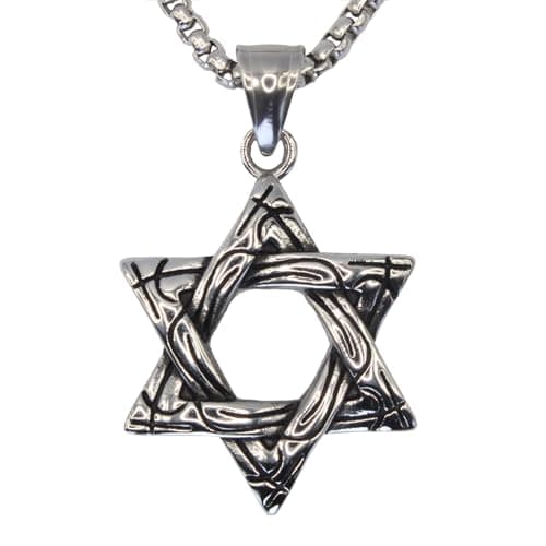 Men's Stainless Steel Star of David Pendant Necklace