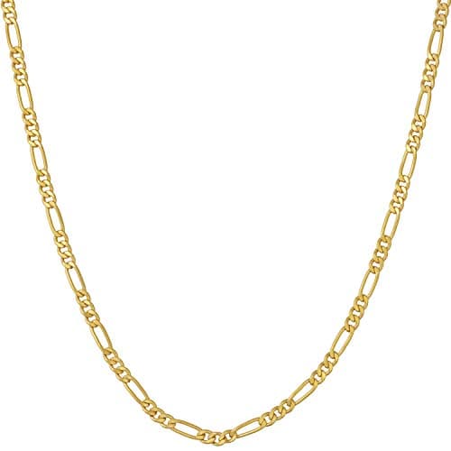 Real Gold Plated Figaro Chain Necklace - Women and Men
