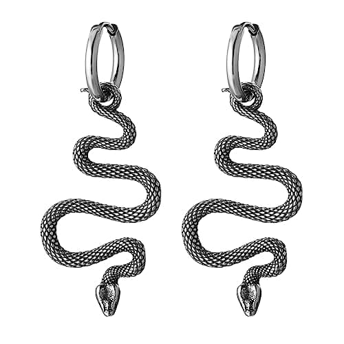 Snake Earrings Stainless Steel Retro Gothic Punk Hoop Earring Biker Party Jewelry Gift