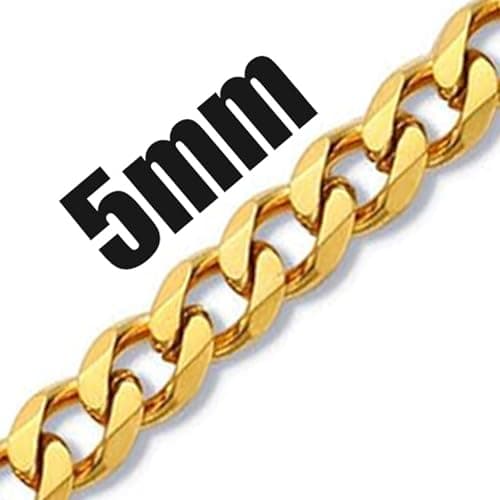 Fiusem Men's 14K Gold Plated Stainless Steel Chain Necklace, Silver Tone/Black, 16-28 Inches