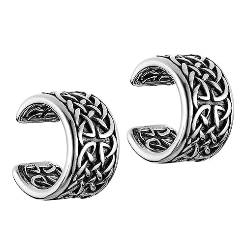 Celtic Knot Ear Cuff Earrings Stainless Steel Clip On Retro Knot Pattern Jewelry Gift for Men Women