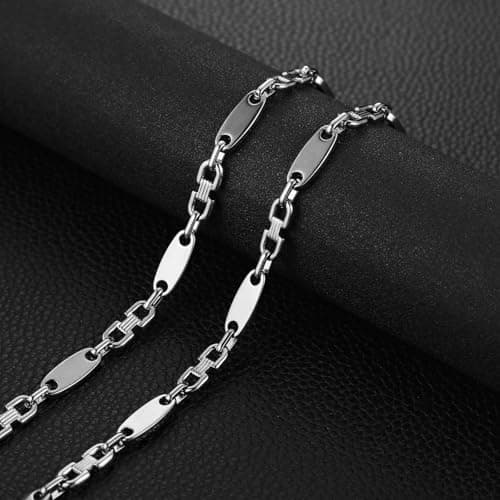 HZMAN 7mm Stainless Steel Chain for Men, 18'', 22'', 26''