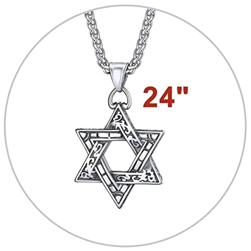 Star of David Necklace for Men and Women - Gold/Stainless Steel Hexagon Pendant