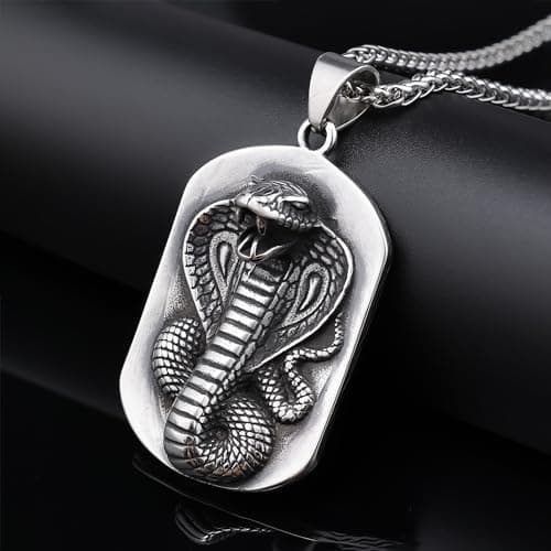 MollyQueen Stainless Steel Snake Necklace for Men and Women - Punk Jewelry