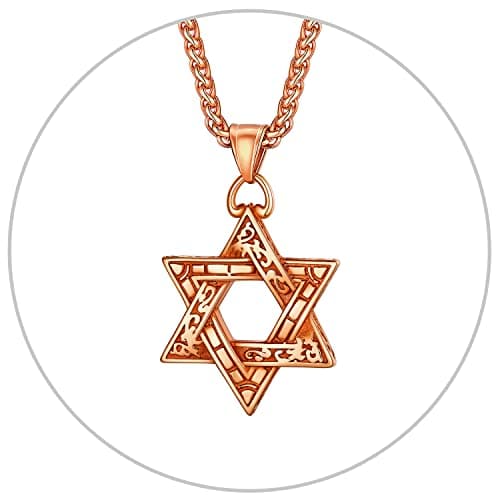 Star of David Necklace for Men and Women - Gold/Stainless Steel Hexagon Pendant