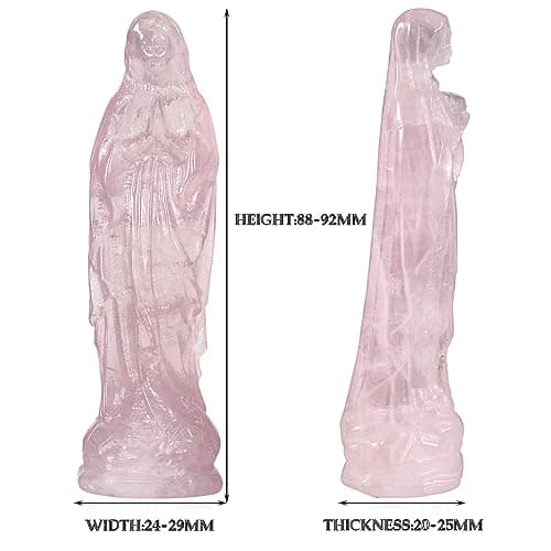 Rockcloud Virgin Mary Rose Quartz Figurine for Protection