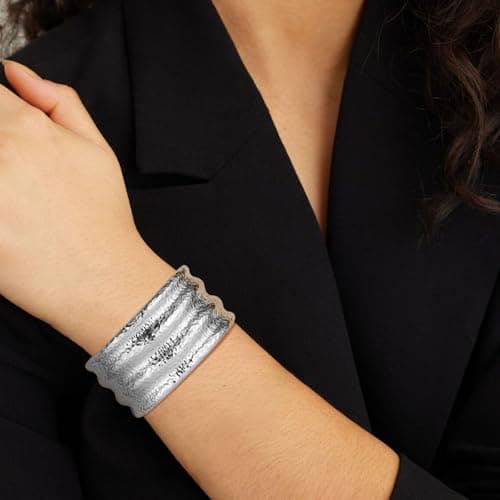 HZMAN Thick Wide Irregular Open Hinge Bracelet for Women
