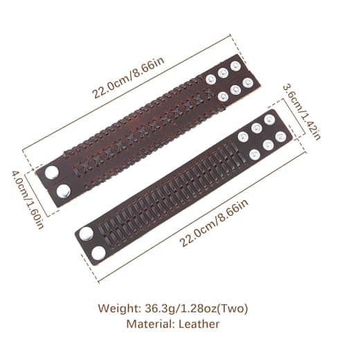 HZMAN Brown Retro Leather Cuff Bracelet for Men
