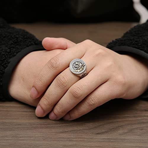 HZMAN Viking Wolf Ring for Men Stainless Steel Wolf Head Paw Rings Gift