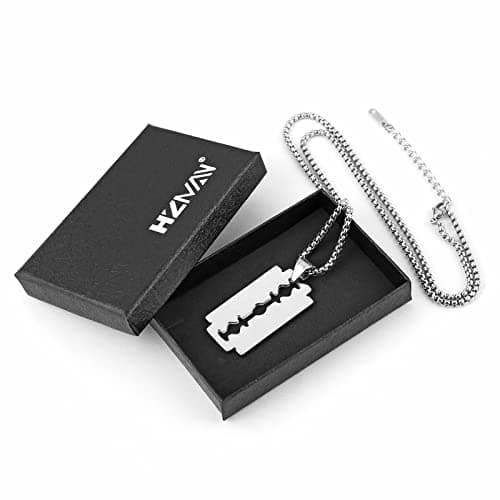 Stainless Steel Razor Blade Dog Tag Pendant Necklace