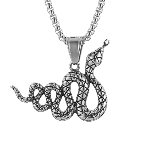 Vintage Gothic Stainless Steel Snake Pendant Necklace for Men