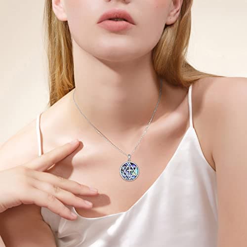 DAYLINLOVE Sterling Silver Star of David & Cross Necklace - Jewish & Christian Jewelry