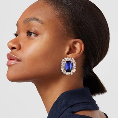 HZMAN Crystal Stud Earrings for Women Bridal & Wedding Party Jewelry
