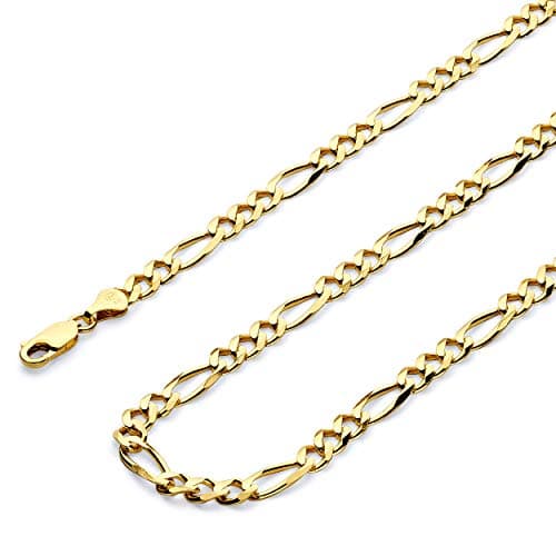 Men's 14k Solid Gold 6mm Figaro Chain Necklace