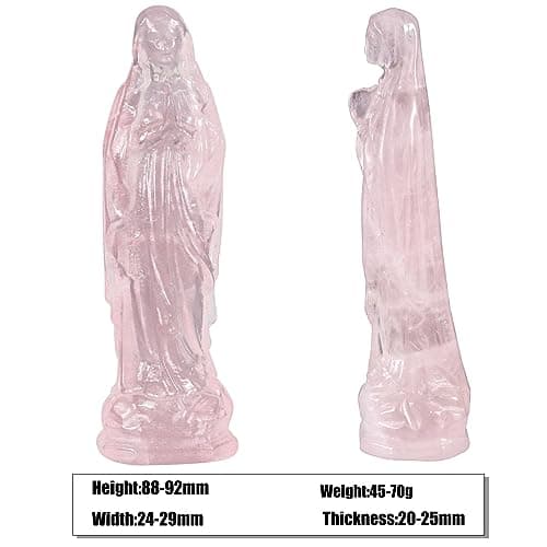 TUMBEELLUWA Carved Rose Quartz Virgin Mary Reiki Healing Protection Statue