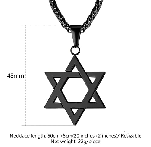 JTTBIGV Stainless Steel Star of David Pendant Necklace for Men & Women Religion Jewelry 24" Chain