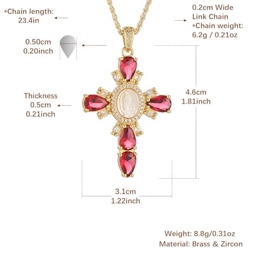 HZMAN Virgin Mary 18K Gold Plated Cubic Zirconia Necklace Pendant Jewelry