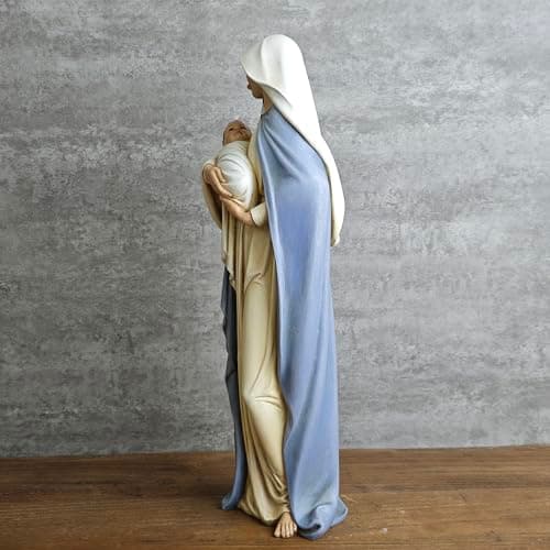 BC BUILDCLASSIC 12.75" Hand Painted Virgin Mary Statue, Religious Gift for Mom