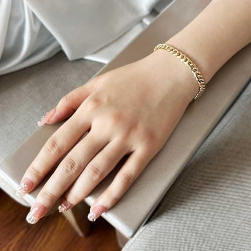 HZMAN Solid Brass Gold Plated 5.5mm Cuban Chain Bracelet - 7.0 Inch