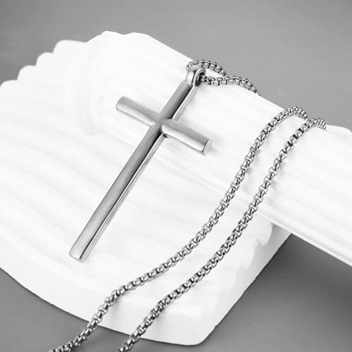 HZMAN Large Cross Necklace for Men Stainless Steel Retro Gift