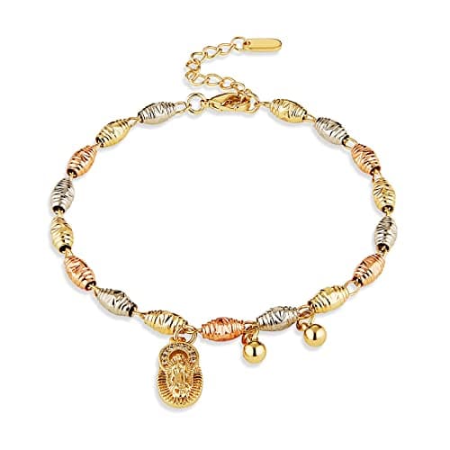 Virgin Mary Rosary Bead Cross Bracelet - Adjustable Link Bracelet for Women - Jewelry Gift